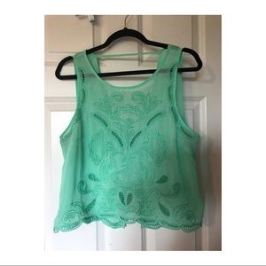 Mint open back crop top